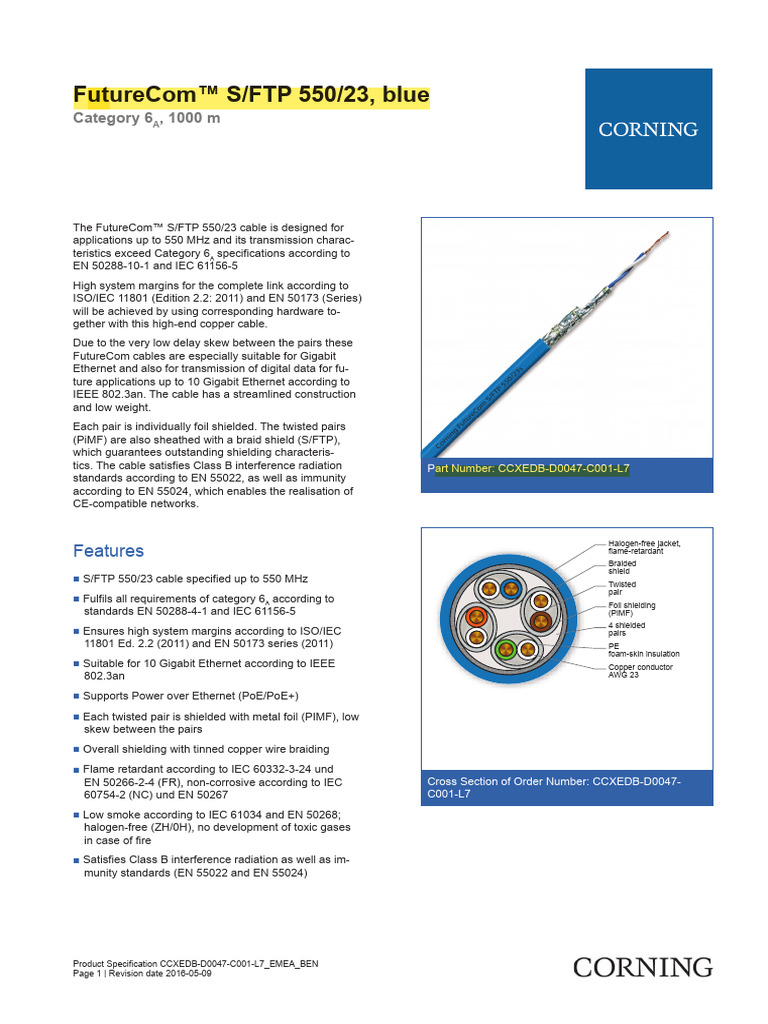 FutureCom S/FTP 550/23 Cable Specs | PDF | Electrical Engineering ...