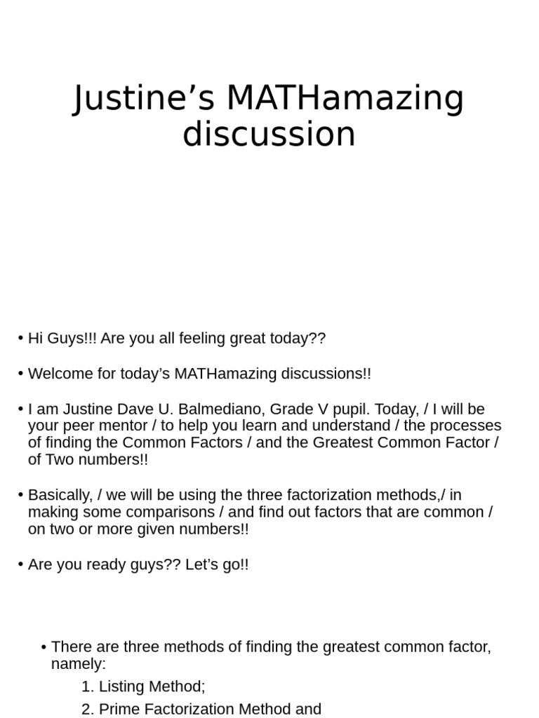Justine’s MATHamazing discussion | PDF | Arithmetic | Elementary ...