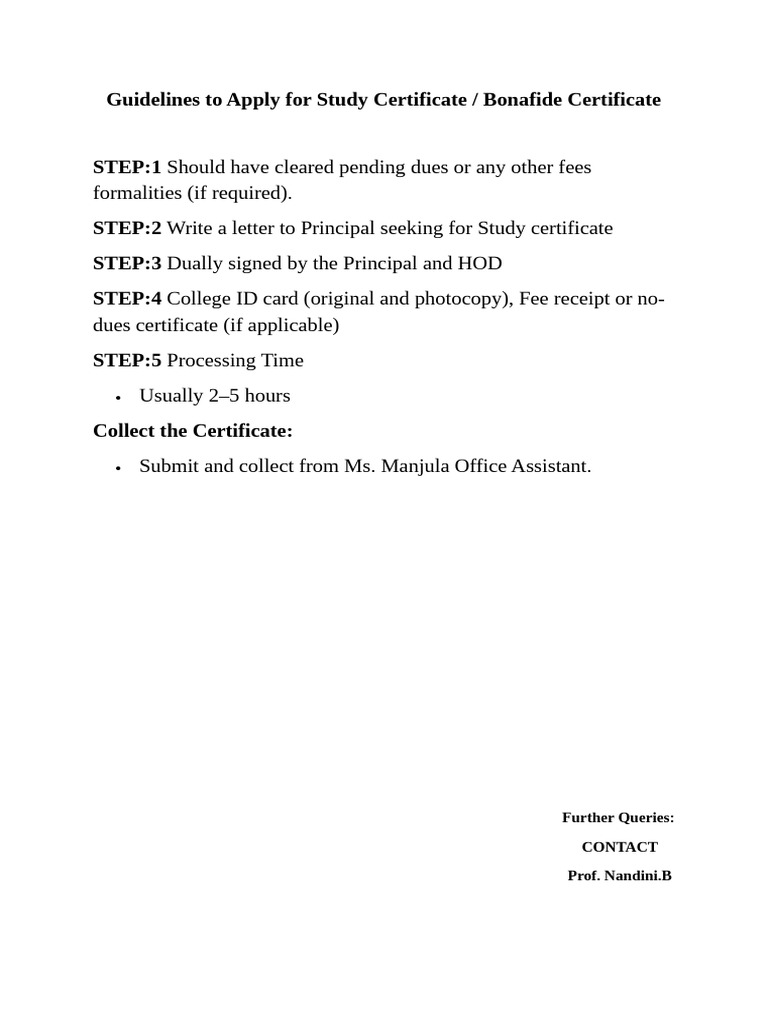 Study & Certificate Application Guidelines | PDF
