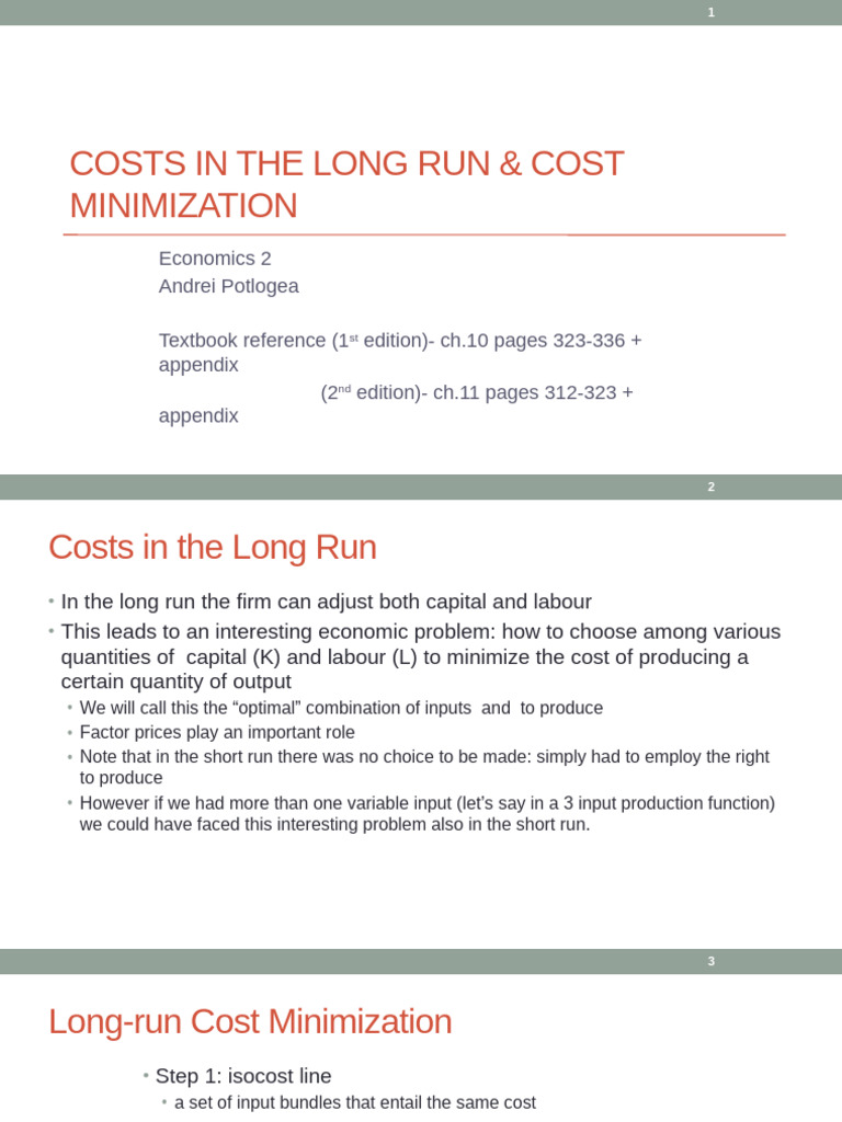 Lecture 3 - Cost Minimization 2 | PDF | Production And Manufacturing ...