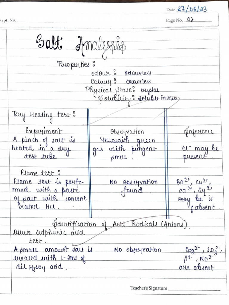 Salt Analysis | PDF