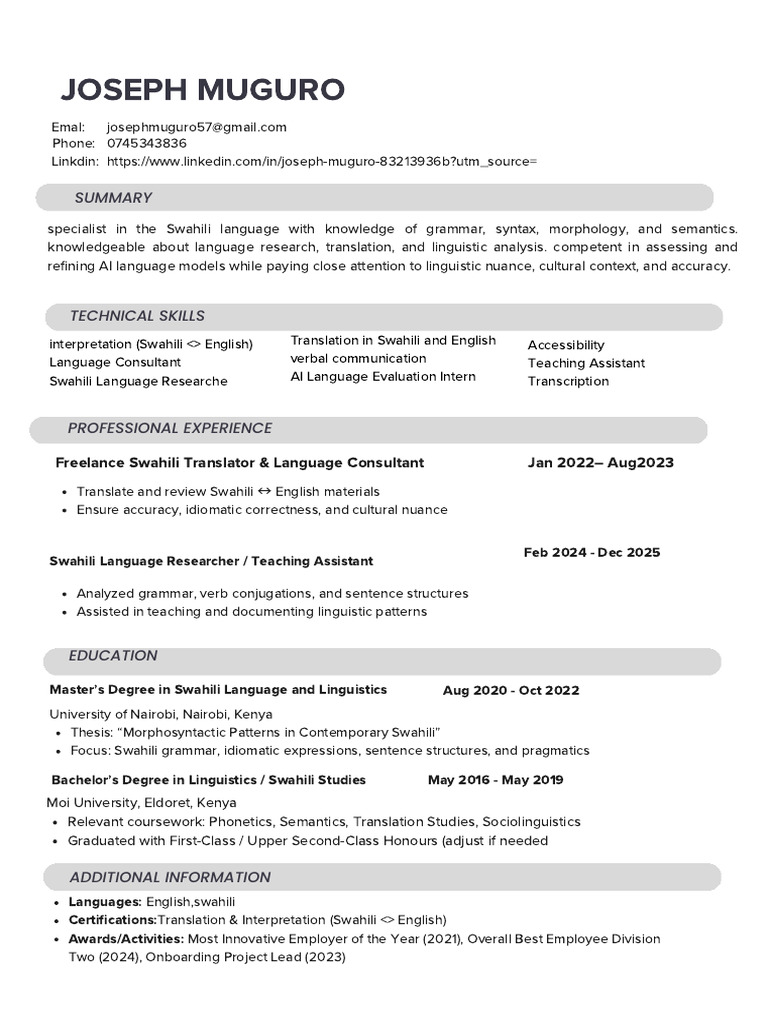 Swahili CV | PDF