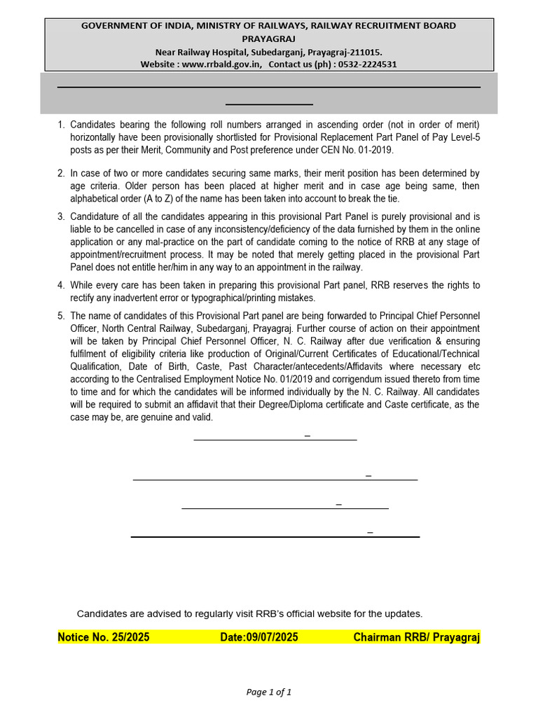 Notice Rp4 5 Cen 01 2019 | PDF