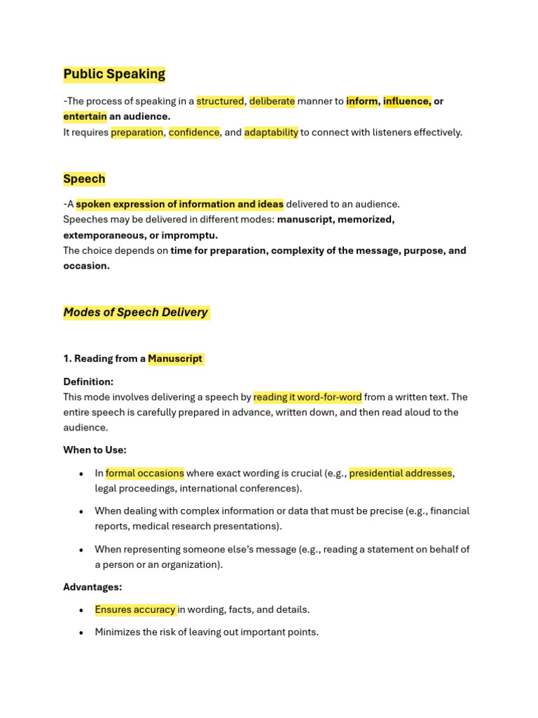 Public Speaking Techniques and Inquiry Guide | PDF | Inquiry | Thought