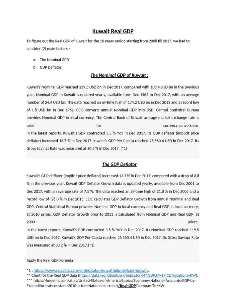 Kuwait Real GDP | PDF | Gross Domestic Product | Real Gross Domestic ...