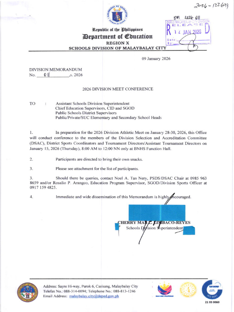 2026 Division Athletic Meet Memo | PDF | Indoor Sports | Sports