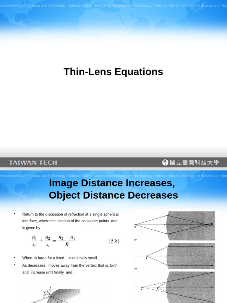 05.02.03.01 Thin Lens Equations | PDF | Electromagnetic Radiation | Light