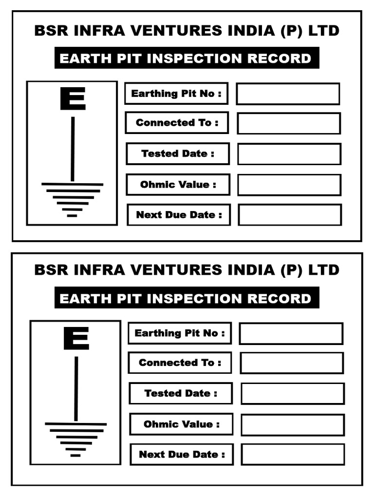 Earth Pit Inspection Record Template | PDF
