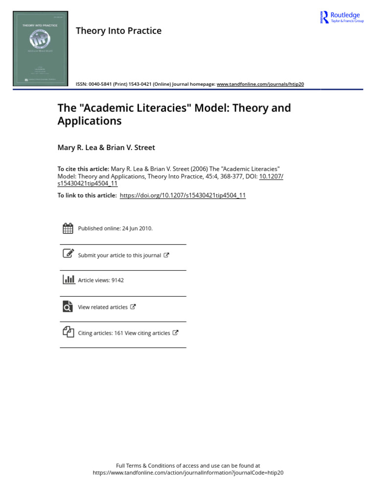 The Academic Literacies Model Theory and Applications | PDF | Genre ...