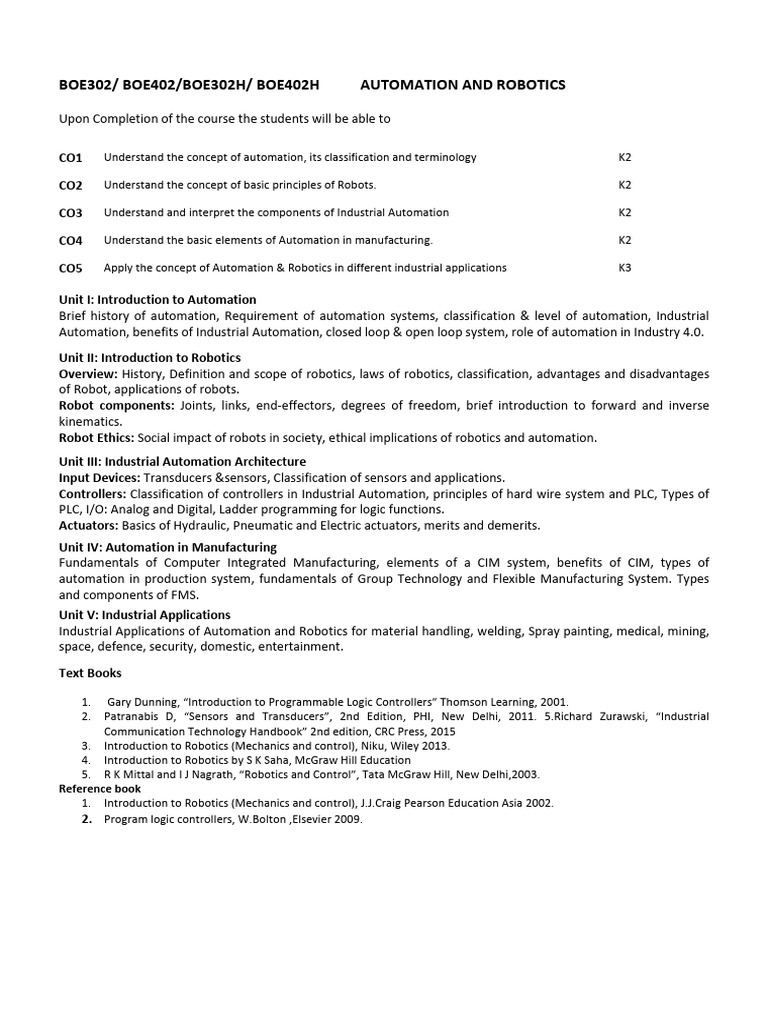 Automation and Robotics | PDF | Automation | Robotics