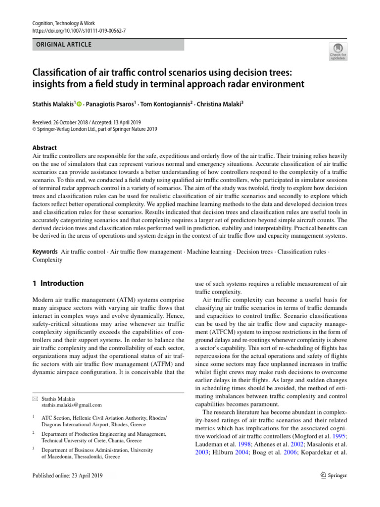 Classification of ATC Scenarios Using Decision Trees Insight From a ...