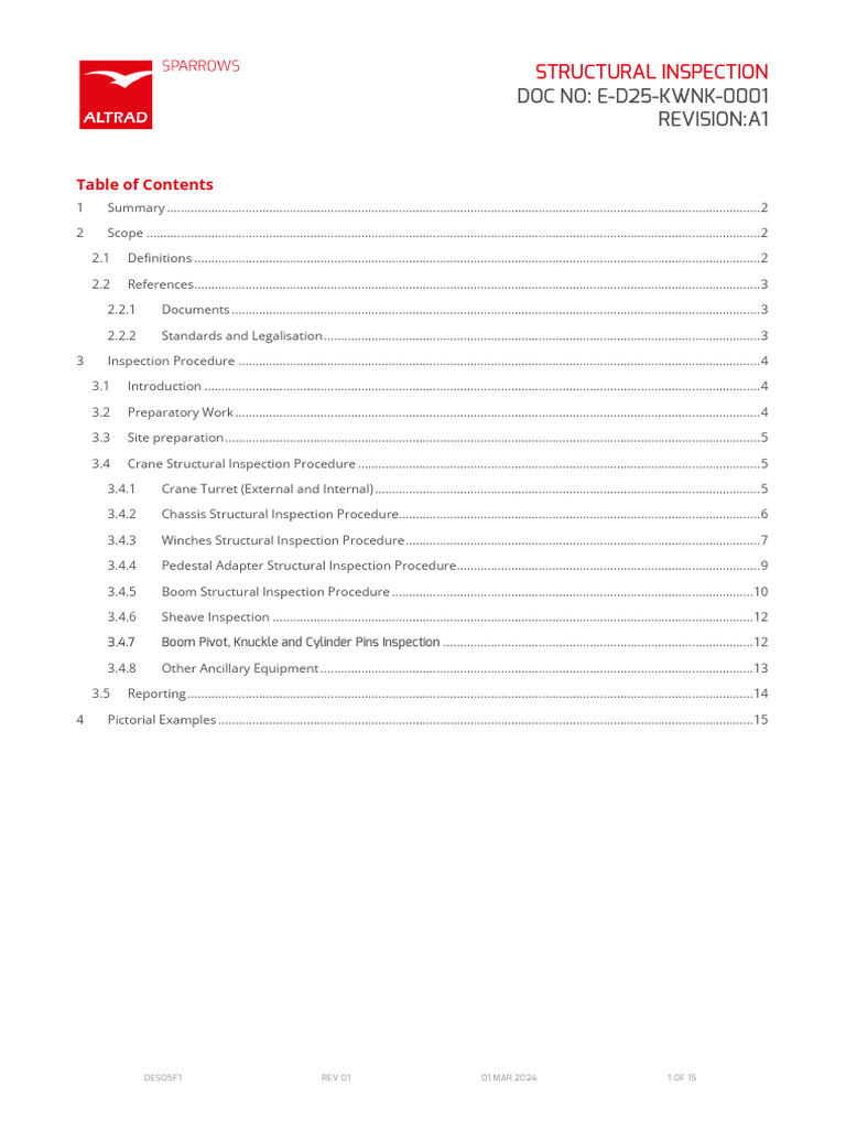 Crane Structural Inspection Procedure | PDF | Crane (Machine ...