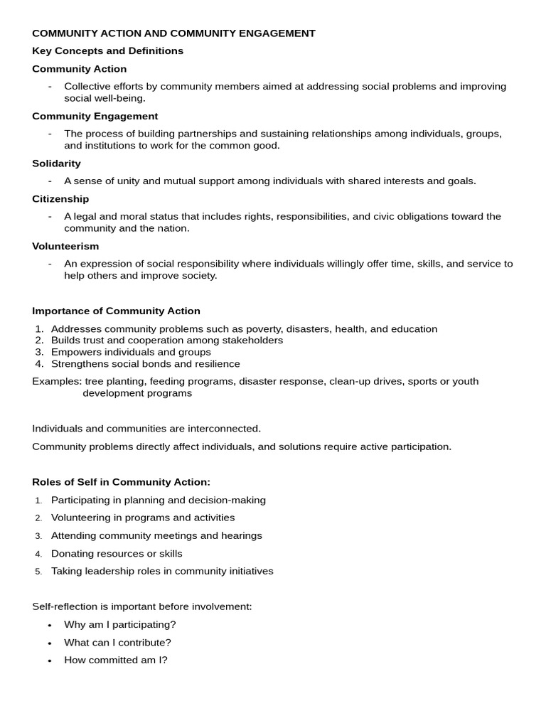 Community Action and Engagement Guide | PDF | Volunteering | Community