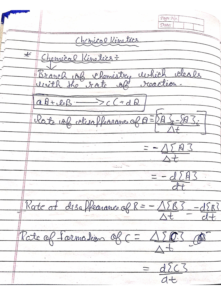 Chemical Kinetics Notes | PDF