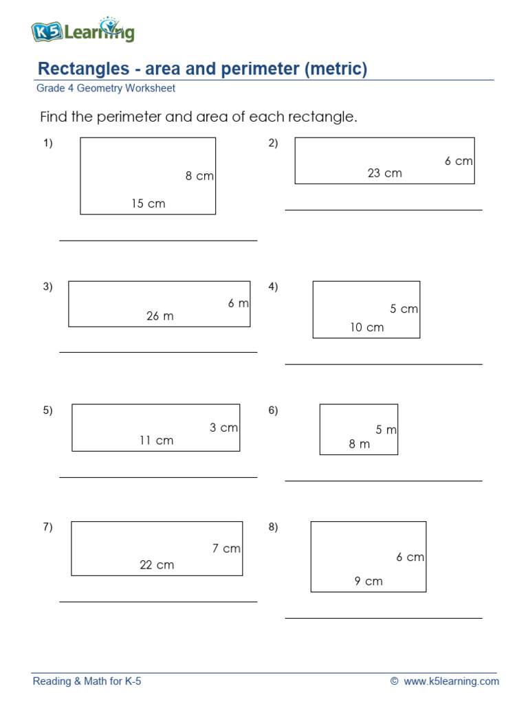 Grade 4 Geometry Rectangles Area Perimeter e | PDF | Area | Euclidean ...