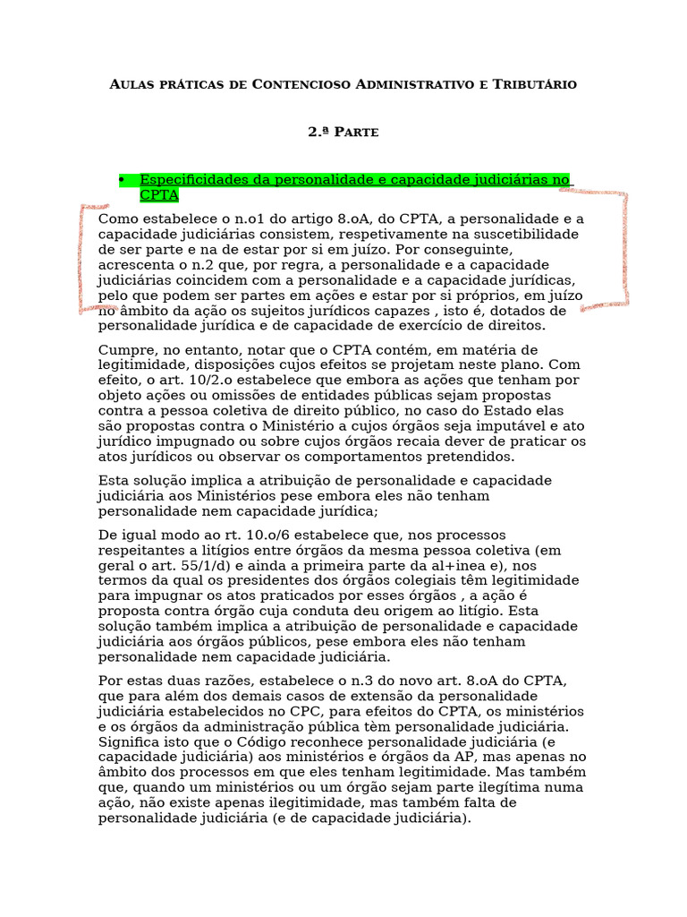 Contencioso Administrativo e Tributário: CPTA | PDF | Litisconsórcio ...