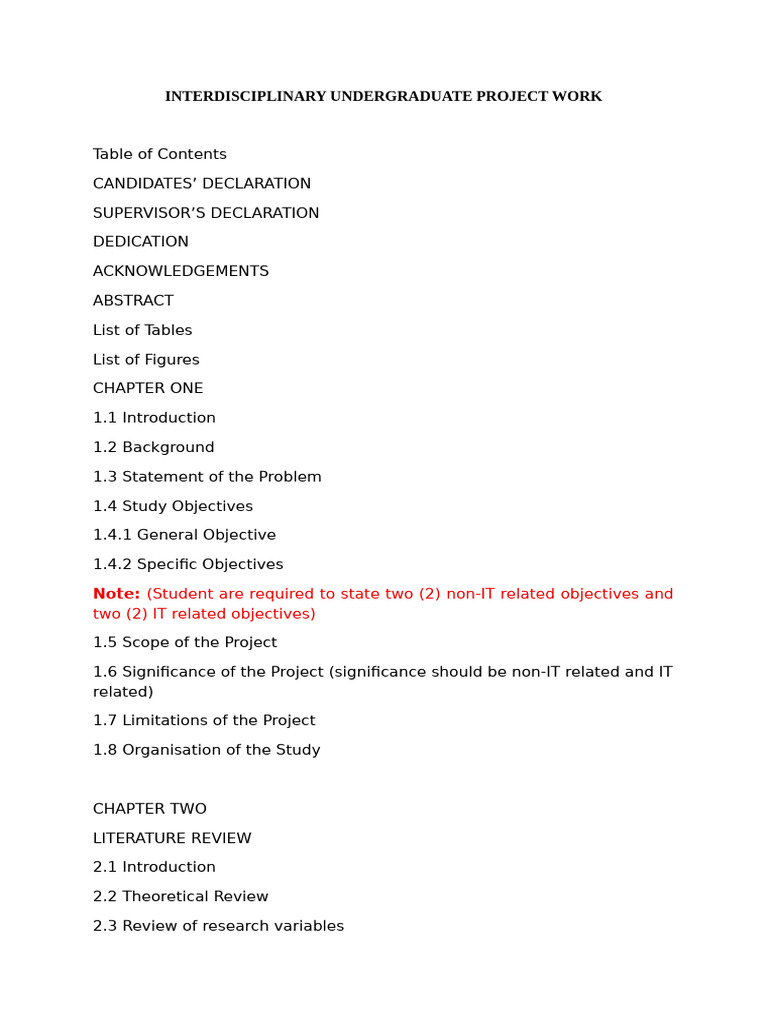 Interdisciplinary Undergraduate Project Work | PDF