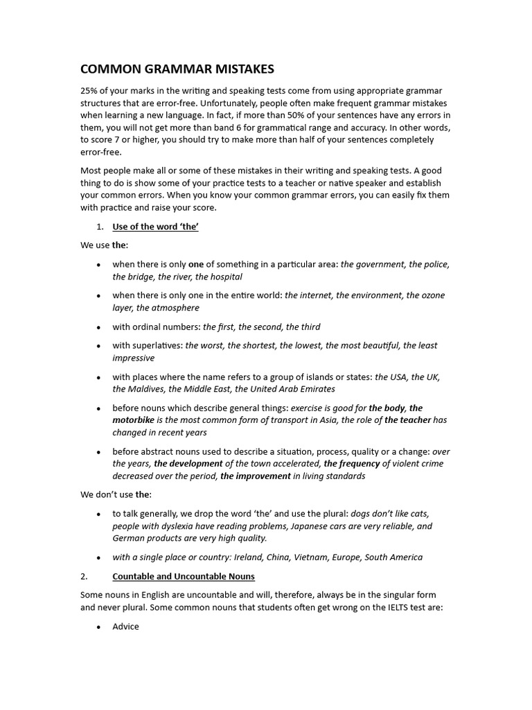 Common Grammar Mistakes Explained | PDF | Plural | Perfect (Grammar)
