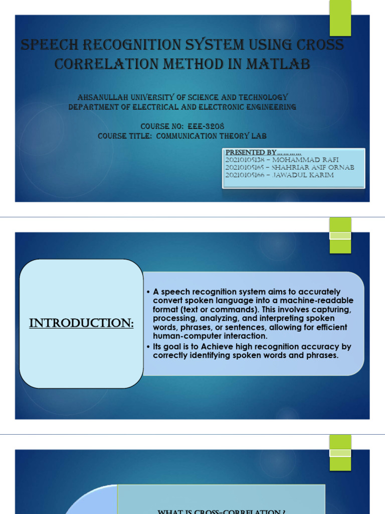 Speech Recognition with Cross-Correlation in MATLAB | PDF | Speech ...