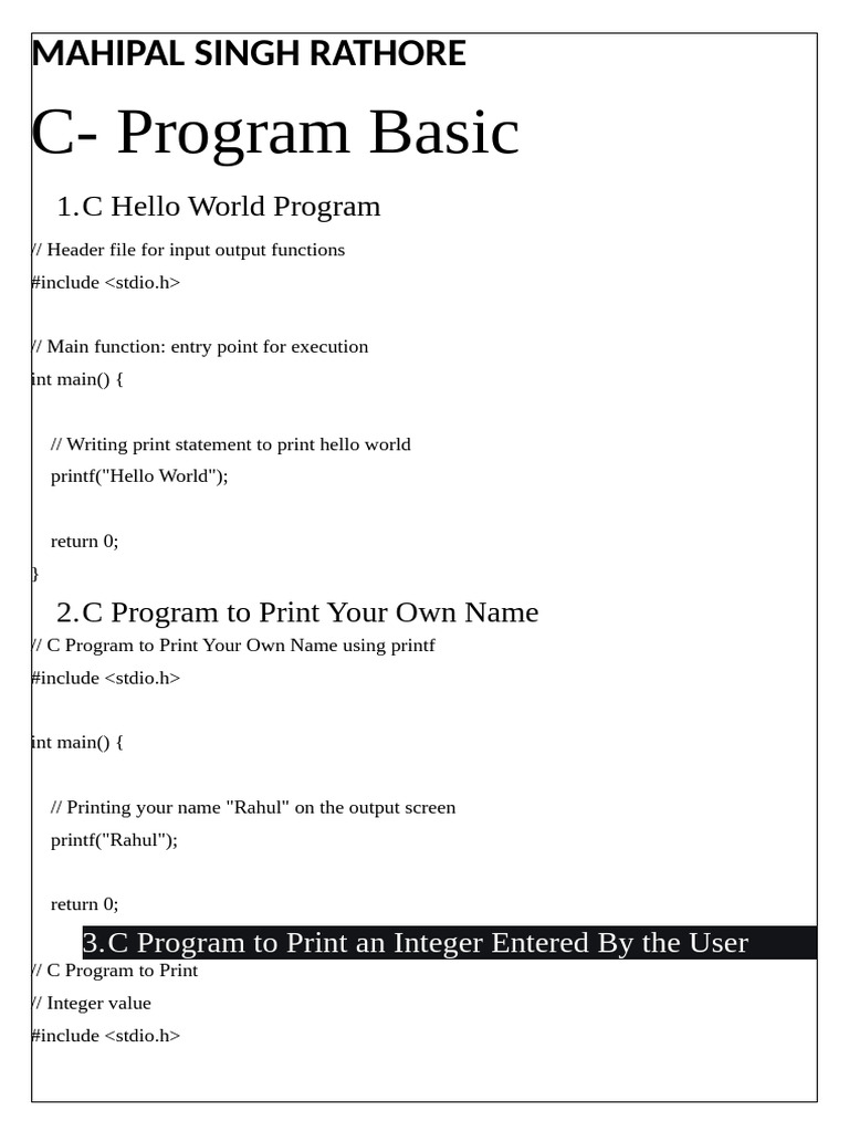 C Programming Basics and Examples | PDF | Software Engineering ...