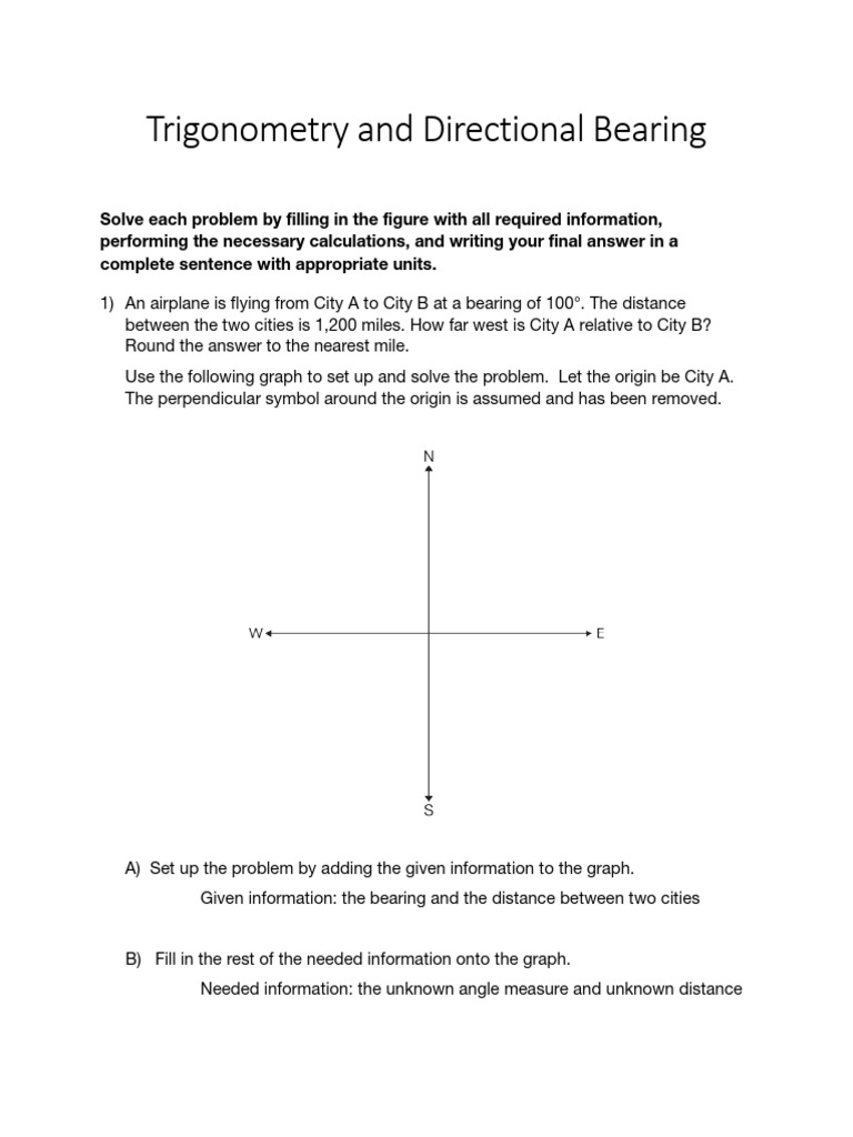 Trigonometry Problems on Bearings | PDF