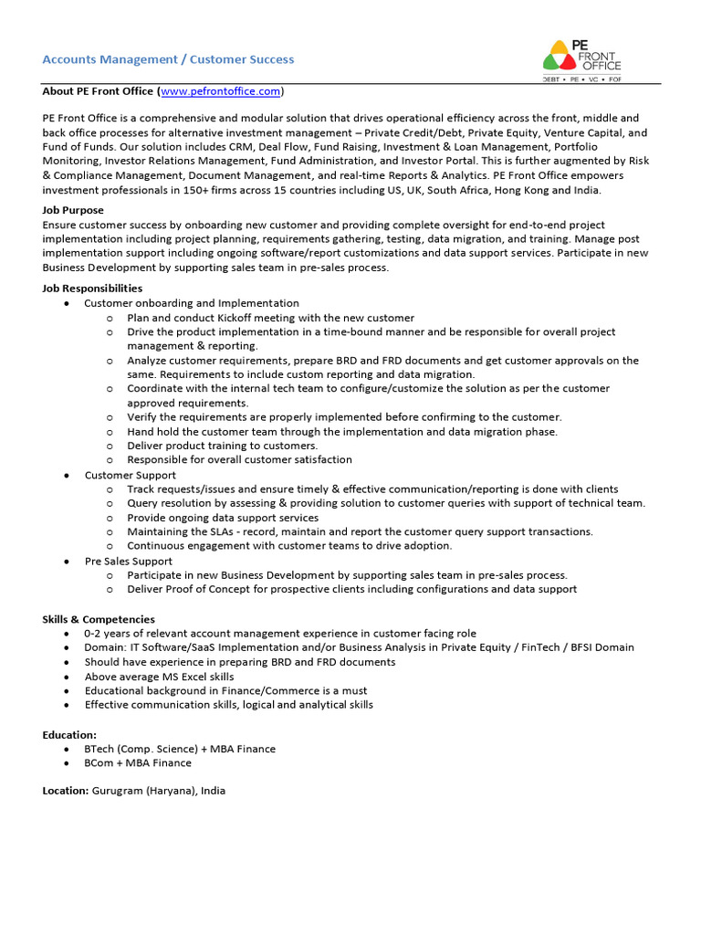PEFO JD Assistant Manager Accounts Management | PDF | Private Equity ...