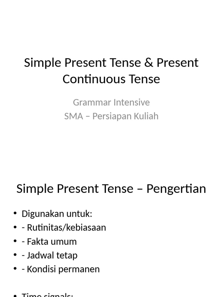 Simple Present vs Present Continuous SMA | PDF