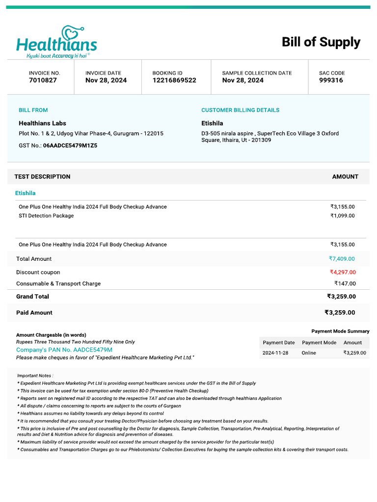 Test Bill | PDF