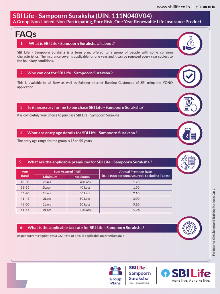 SBI Life Sampoorn Suraksha FAQs | PDF | Insurance | Taxes