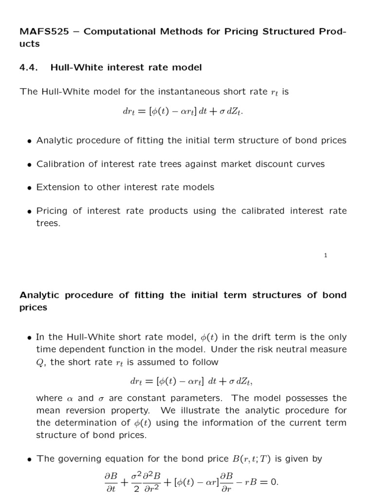Hull-White Model for Interest Rate Pricing | PDF | Interest ...