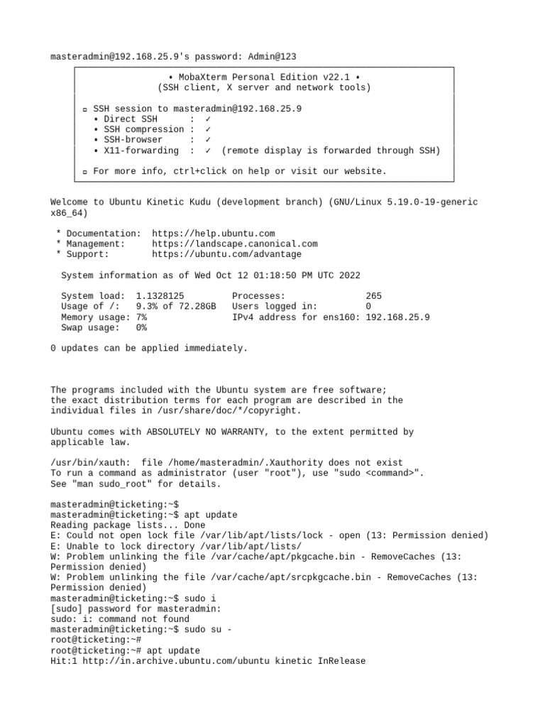 Ubuntu SSH Session and Package Install | PDF | Sudo | Secure Shell