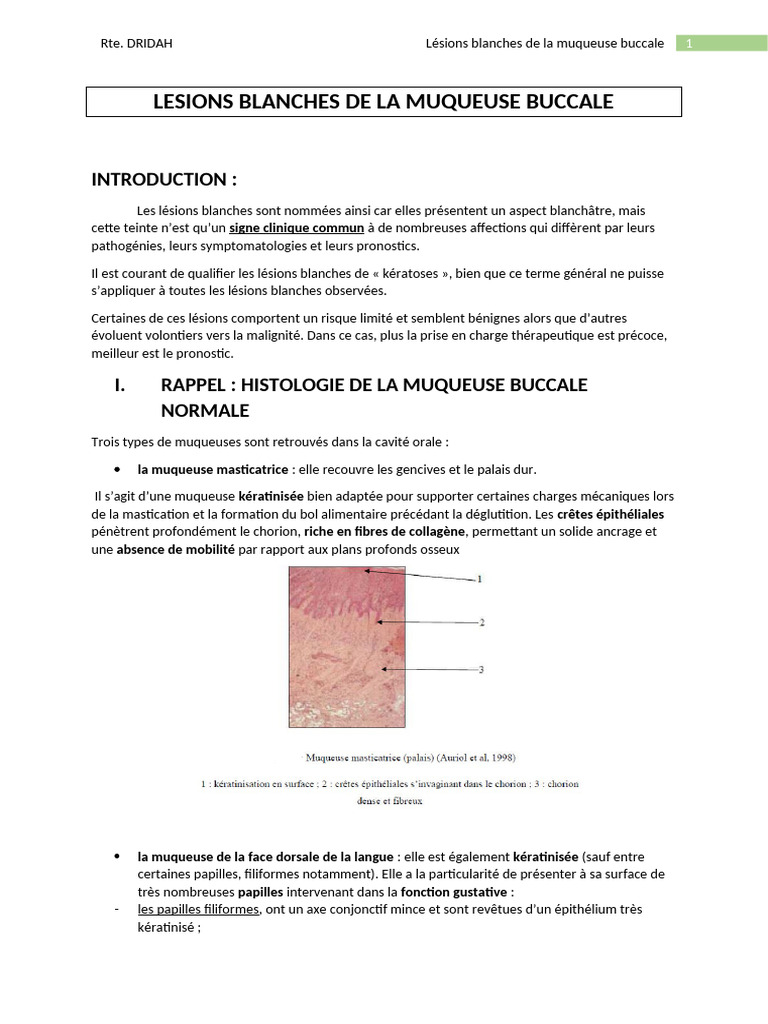 Lésions blanches de la muqueuse buccale | PDF | Langue | Psoriasis