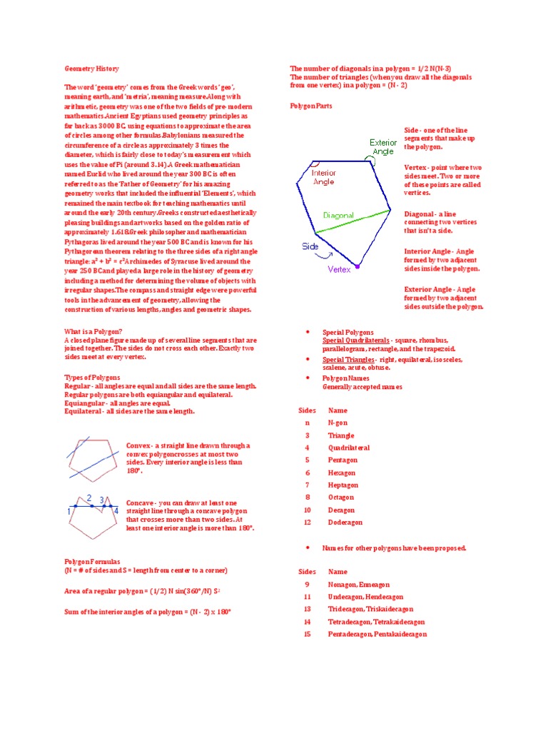 Geometry History and Polygon Guide | PDF | Geometry | Polygon