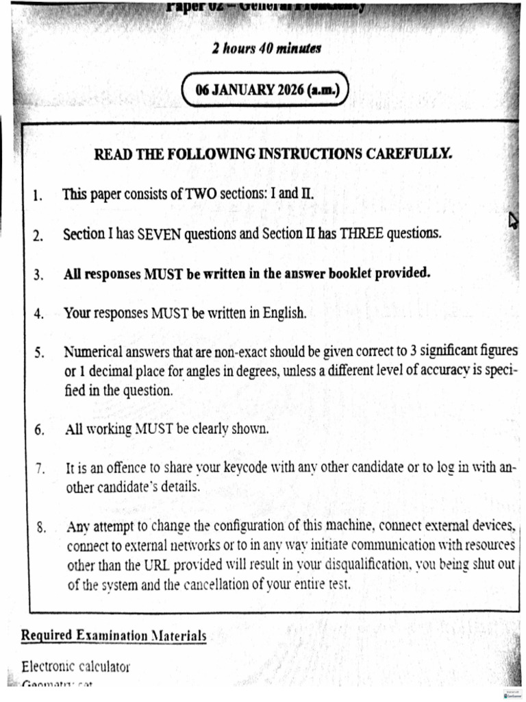 CSEC Mathematics 2026 Jan P2 | PDF