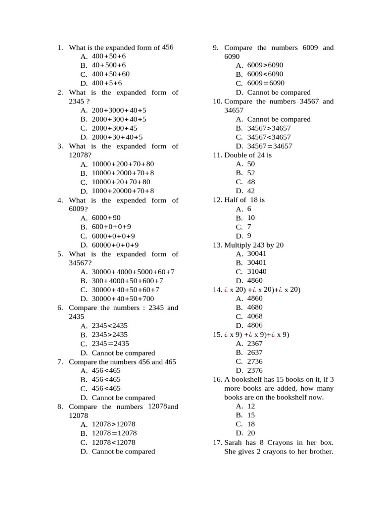 Expanded Form and Comparison Exercises | PDF | Chess Theory | Chess
