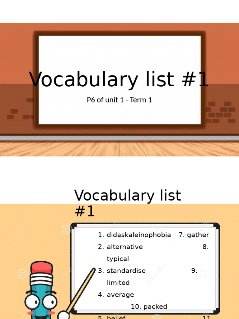 Vocabulary List for Unit 1, Term 1 | PDF | Adjective | Linguistics