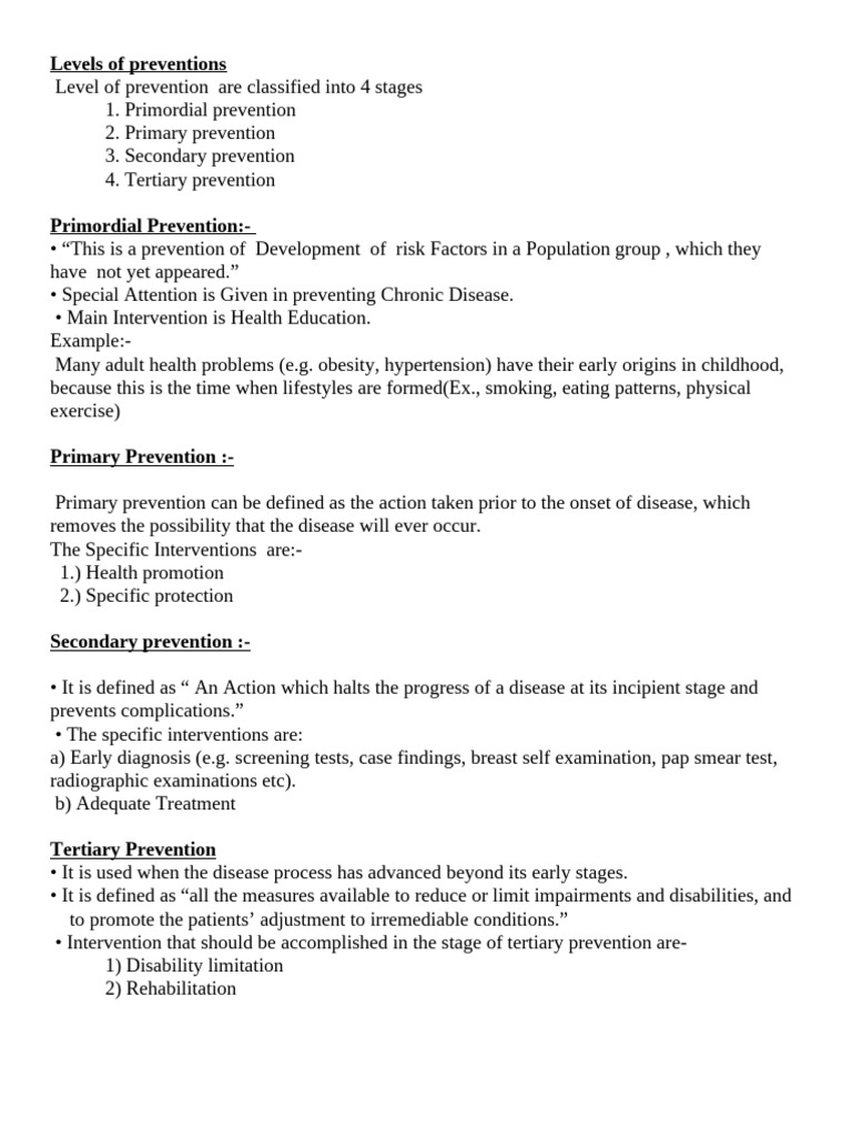Understanding Levels of Prevention in Health | PDF