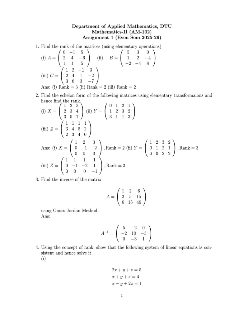 Assignment 1 (Am 102) | PDF