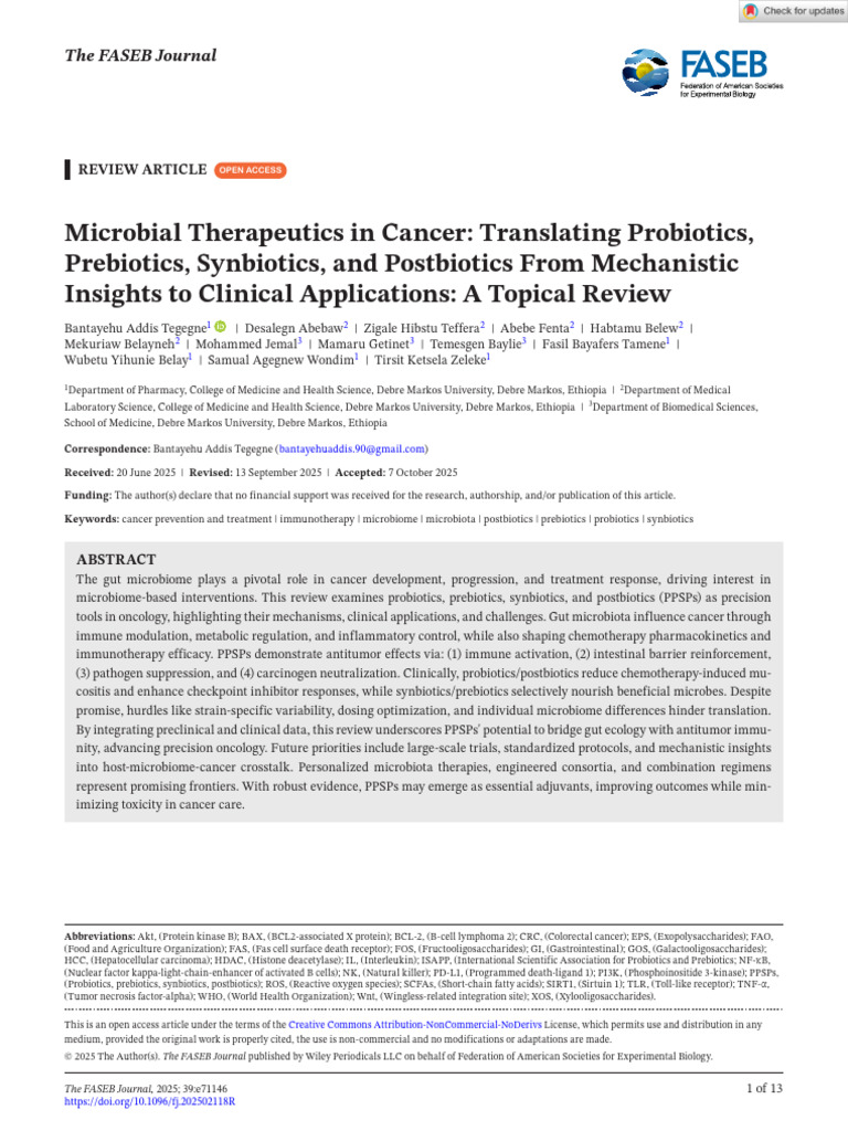 Microbial Cancer Therapies: Probiotics & More | PDF | Probiotic | Cancer
