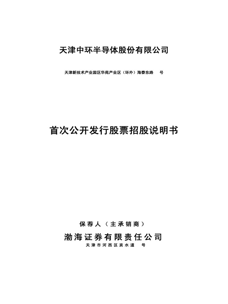 TCL中环：2007年招股说明书 | PDF