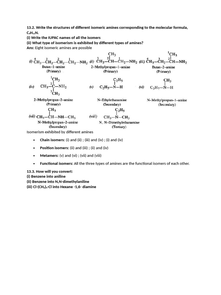 Isomeric Amines and Their Properties | PDF