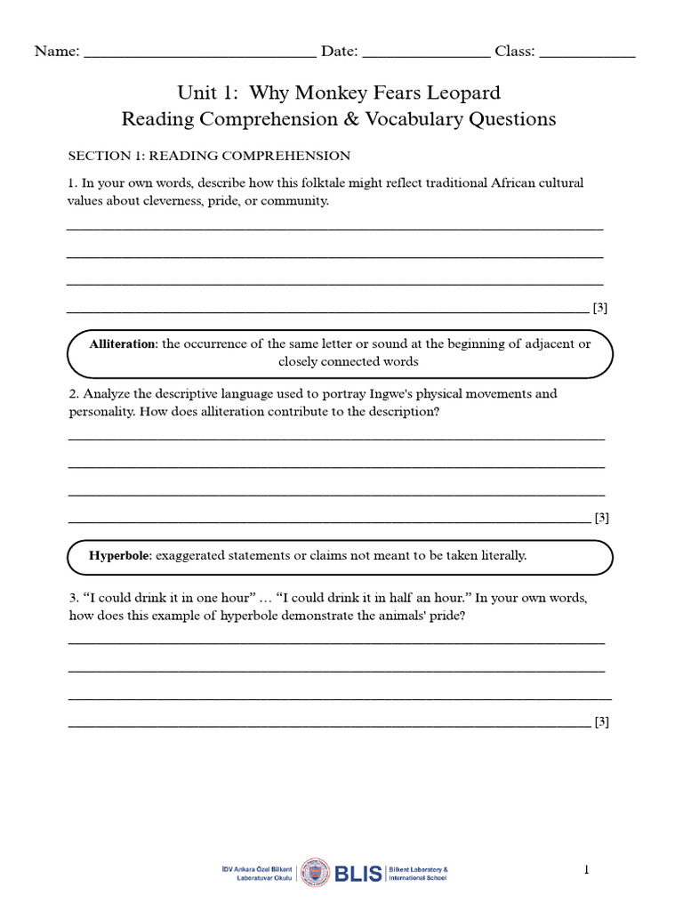 Reading Comprehension: Monkey and Leopard | PDF | Reading Comprehension