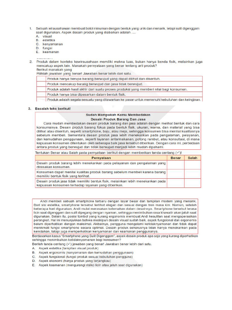 Contoh Soal Tka Mapel PKK 2025 | PDF