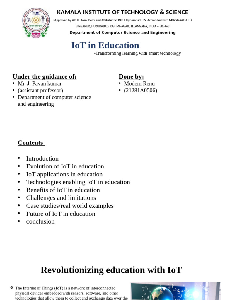 IoT in Education | PDF | Internet Of Things | Augmented Reality
