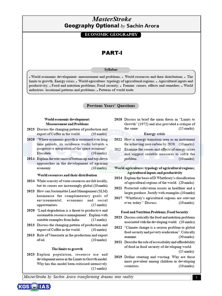 Economic Geography | PDF | Agriculture | Geography