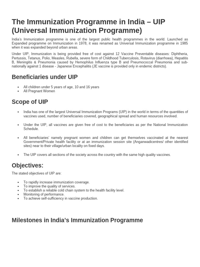 India's Universal Immunization Programme | PDF