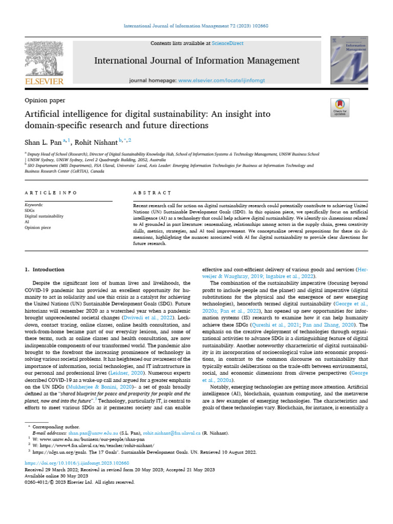 AI's Role in Digital Sustainability Insights | PDF | Artificial ...