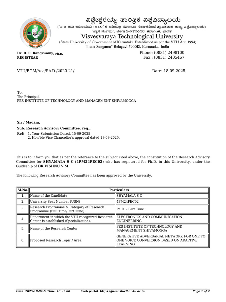 Research Advisory Committee for Ph.D. | PDF