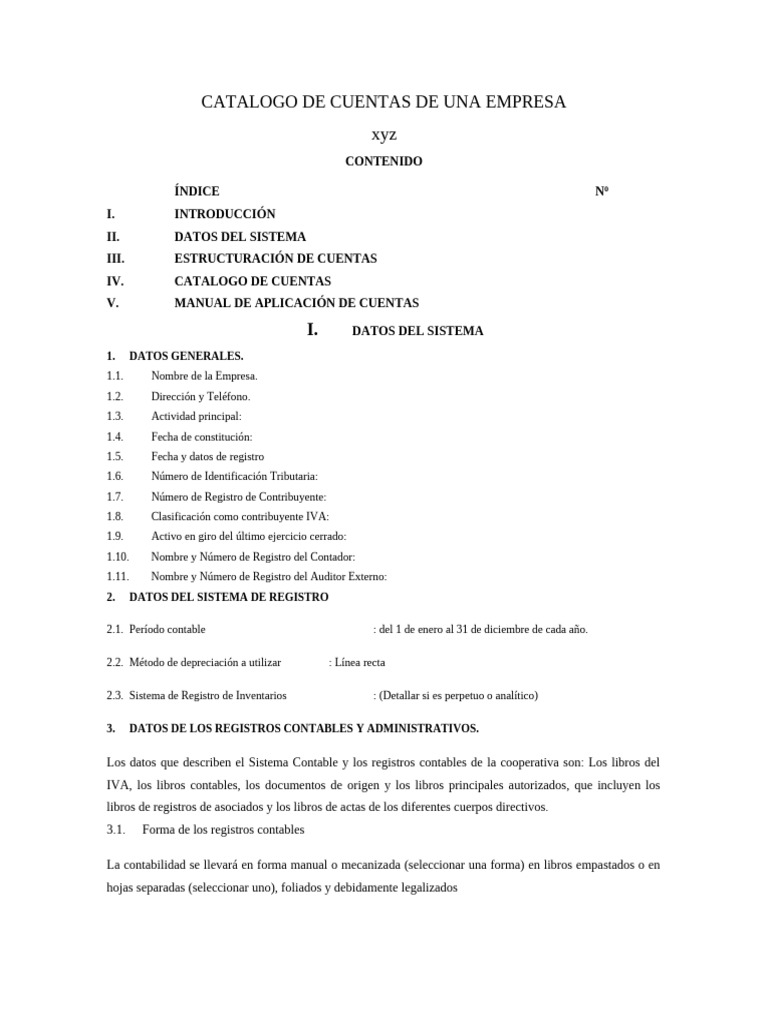 Catálogo de Cuentas Contables Empresariales | PDF | Contabilidad ...