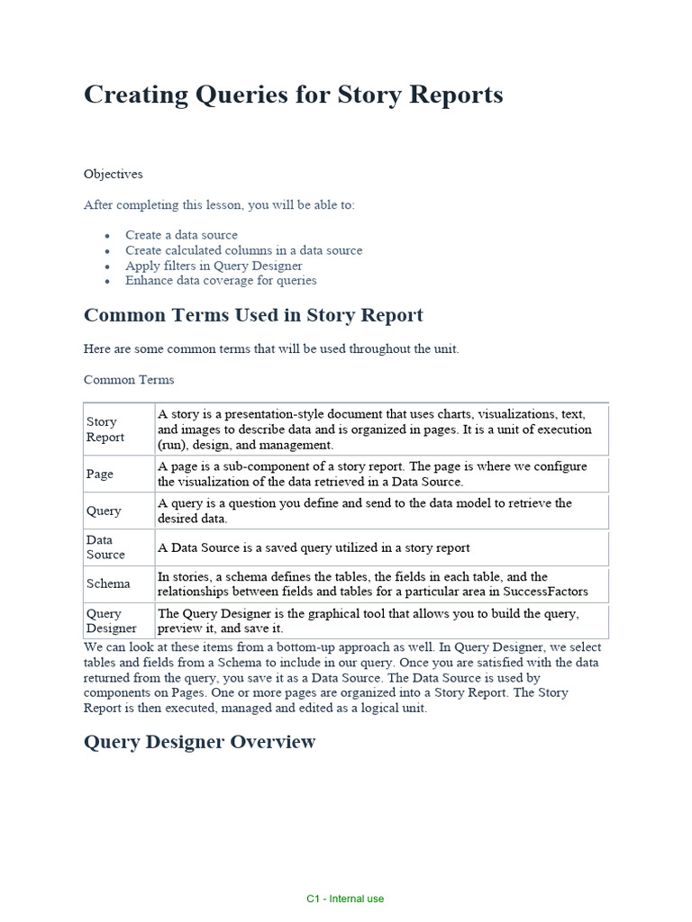 Creating Queries for Story Reports | PDF | Parameter (Computer ...
